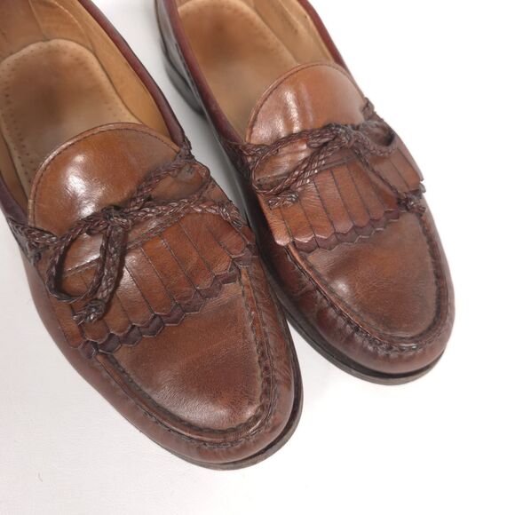 ALLEN EDMONDS Mens Preppy Kiltie Tassel Leather Loafers 9D Brown USA MADE